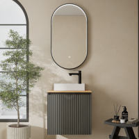 Badm&ouml;bel Set Waschtisch 55 cm mit GLORA LED Spiegel