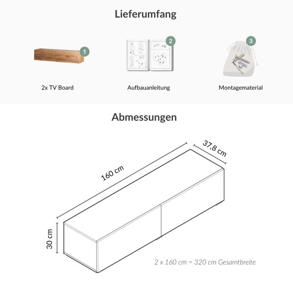 WEST TV Board 320 cm (2 x 160 cm)