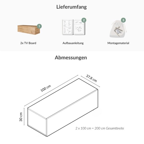 WEST TV Board 200 cm (2 x 100 cm)