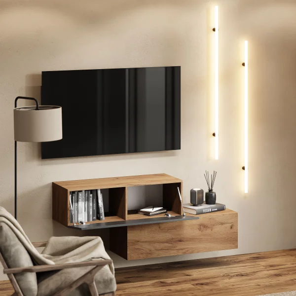 TV-Board WEST – Zweiteiliges TV-Board 2×100 cm, versetzt montierbar, in verschiedenen Farbkombinationen