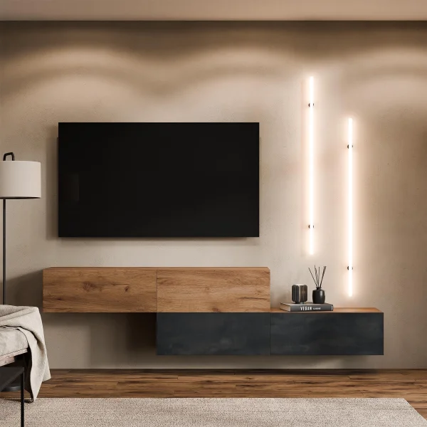 Mobile TV WEST – Mobile TV a due ante da 2×140 cm, montabile in modo sfalsato, disponibile in diverse combinazioni di colori