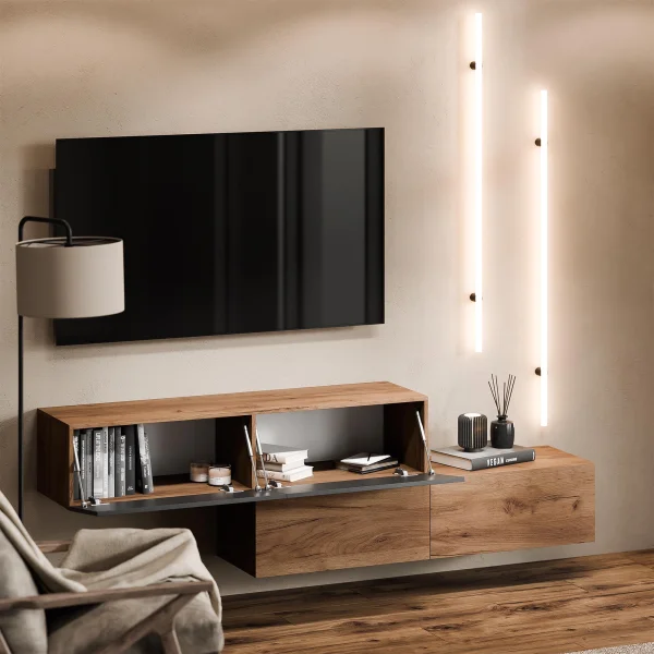 Mobile TV WEST – Mobile TV a due ante da 2×140 cm, montabile in modo sfalsato, disponibile in diverse combinazioni di colori