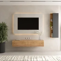 TV Wohnwand Set 160 cm TV Board mit Seiteschrank (2-teilig)