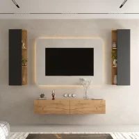 160-cm TV Stand Set with 2 Side Cabinets (3-piece set)
