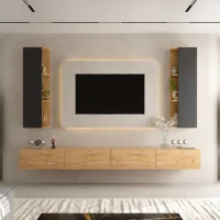 280-cm TV Cabinet Set with 2 Side Cabinets (4-piece set)