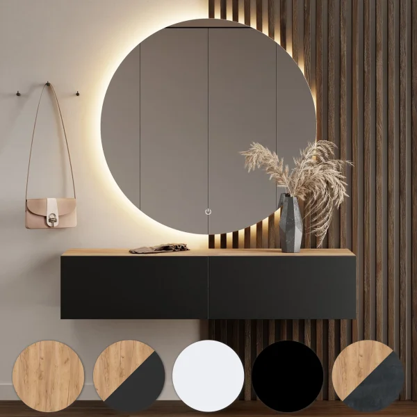 Set da ingresso: armadio guardaroba da 140 cm con specchio a LED Nova da 100 cm