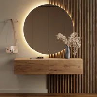 Ensemble pour couloir : armoire de 140 cm avec miroir LED...