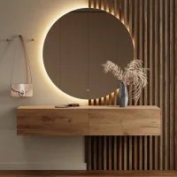 Ensemble pour couloir : armoire de 160 cm avec miroir LED...