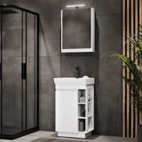 Set da bagno NYX con lavabo da 50 cm bianco opaco,...