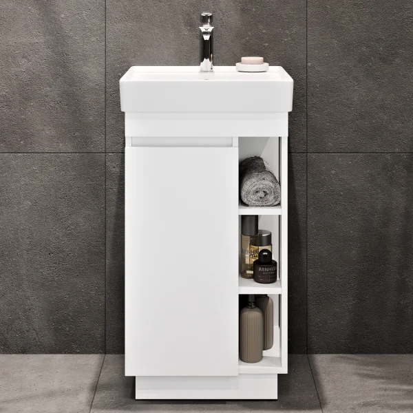 Ensemble de meubles de salle de bains Nyx avec meuble-lavabo de 45 cm, blanc mat