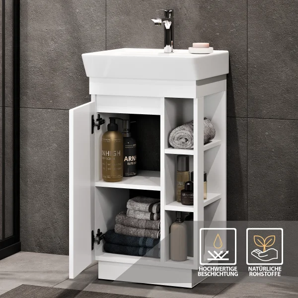 Ensemble de meubles de salle de bains Nyx avec meuble-lavabo de 45 cm, blanc mat