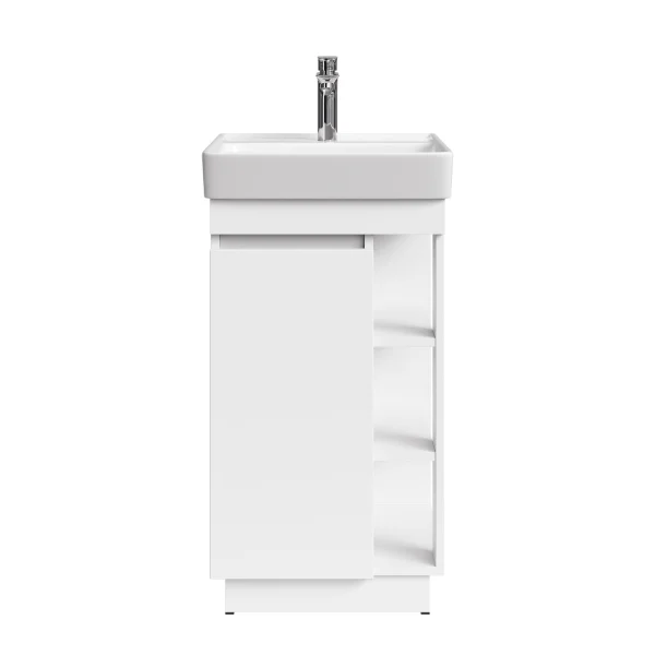Conjunto de muebles de baño NYX con lavabo de 45 cm en blanco mate y grifería cromada