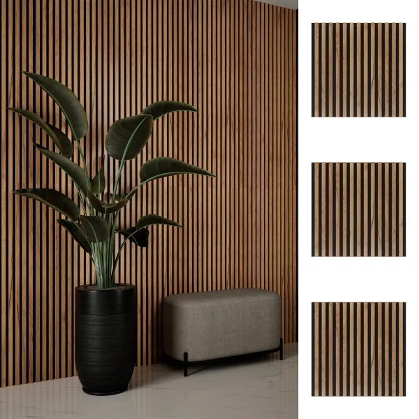 Wandpaneele AKUSTRA 50 x 50 cm Gold Eiche 3er Set