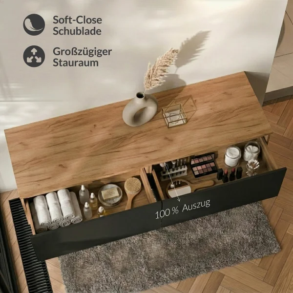 ARISA Doppelwaschtischunterschrank 160 Gold Eiche / Schwarz