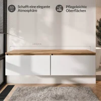 Meuble sous-vasque double ARISA 160 cm, chêne...