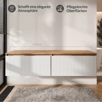 ARISA Doppelwaschtischunterschrank 160 cm Gold Eiche /...