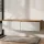 Meuble sous-vasque double ARISA 160 cm, chêne doré / blanc strié