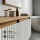 Meuble sous-vasque double ARISA 160 cm, chêne doré / blanc strié