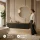 Meuble sous-vasque double ARISA 160 cm, chêne doré / noir strié