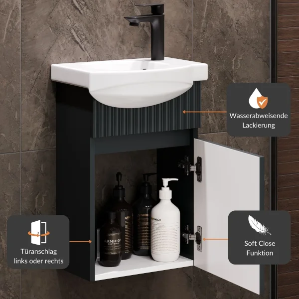 Waschtischunterschrank mit Waschbecken Wega 40 cm Anthrazit matt