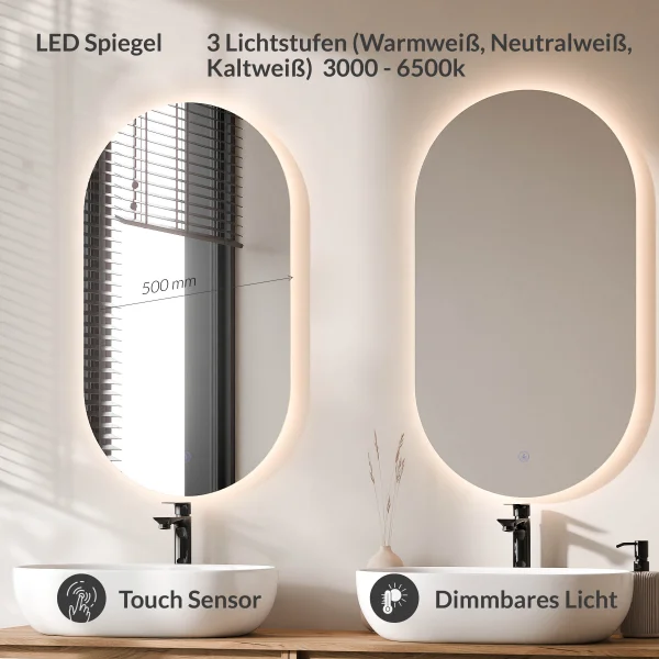 Mueble de lavabo doble ARISA de 160 cm con 2 espejos LED y 2 lavabos sobre encimera de cerámica