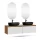 ARISA Double Vanity Unit, 160 cm, in White Ribbed, with 2 LED Mirrors and 2 Black Ceramic Countertop Sinks, 60 cm