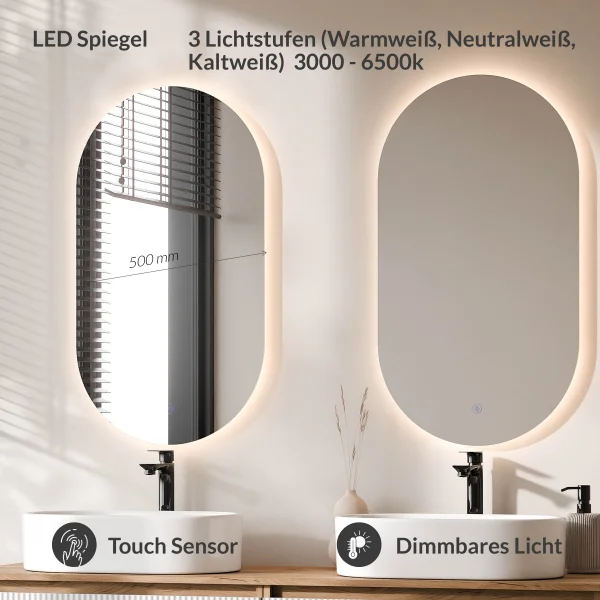 ARISA Double Vanity Unit, 160 cm, in White Ribbed, with 2 LED Mirrors and 2 White Ceramic Countertop Sinks, 55 cm