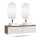 ARISA Double Vanity Unit, 160 cm, in White Ribbed, with 2 LED Mirrors and 2 White Ceramic Countertop Sinks, 55 cm