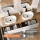 ARISA Double Vanity Unit, 160 cm, in White Ribbed, with 2 LED Mirrors and 2 White Ceramic Countertop Sinks, 55 cm
