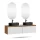 ARISA Double Vanity Unit, 160 cm, in White Ribbed, with 2 LED Mirrors and 2 Black Ceramic Countertop Sinks, 55 cm