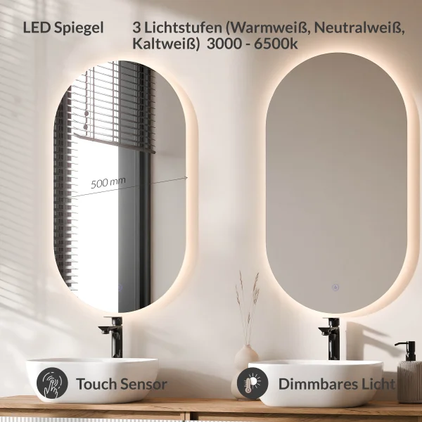 ARISA Double Vanity Unit, 160 cm, in White Ribbed, with 2 LED Mirrors and 2 White Ceramic Countertop Sinks (42 cm)