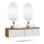 ARISA Double Vanity Unit, 160 cm, in White Ribbed, with 2 LED Mirrors and 2 White Ceramic Countertop Sinks (42 cm)