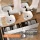 ARISA Double Vanity Unit, 160 cm, in White Ribbed, with 2 LED Mirrors and 2 White Ceramic Countertop Sinks (42 cm)
