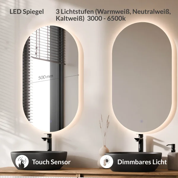 ARISA Double Vanity Unit, 160 cm, in White Ribbed, with 2 LED Mirrors and 2 Black Ceramic Countertop Sinks (42 cm)