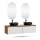 ARISA Double Vanity Unit, 160 cm, in White Ribbed, with 2 LED Mirrors and 2 Black Ceramic Countertop Sinks (42 cm)