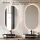 ARISA Double Vanity Unit, 160 cm, in White Ribbed, with 2 LED Mirrors and 2 Black Ceramic Countertop Sinks (42 cm)