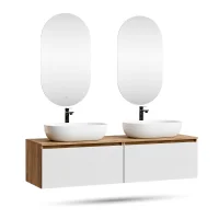ARISA Doppelwaschtisch 160 cm in Weiß mit 2 LED...