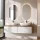 ARISA Double Vanity Unit, 160 cm, in White, with 2 LED Mirrors and 2 White Ceramic Countertop Sinks, 60 cm