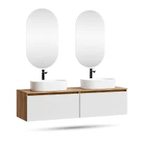 ARISA Doppelwaschtisch 160 cm in Weiß mit 2 LED...