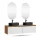 ARISA Double Vanity Unit, 160 cm, in White, with 2 LED Mirrors and 2 Black Ceramic Countertop Sinks, 55 cm