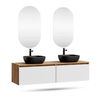 ARISA Doppelwaschtisch 160 cm in Weiß mit 2 LED...