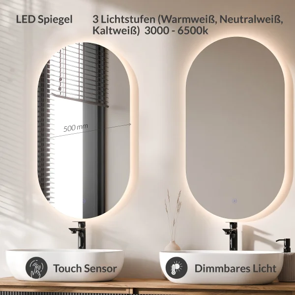 ARISA Doppelwaschtisch 160 cm in Schwarz Geriffelt mit 2 LED Spiegel und 2 weißen Keramik-Aufsatzwaschbecken 60 cm