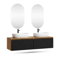 Mobile lavabo doppio ARISA da 160 cm in nero zigrinato...