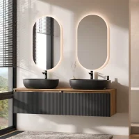 Mobile lavabo doppio ARISA da 160 cm in nero zigrinato...