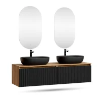 Mobile lavabo doppio ARISA da 160 cm in nero zigrinato...