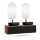 Meuble-lavabo double ARISA 160 cm, noir strié, avec 2 miroirs à LED et 2 vasques en céramique noires de 60 cm