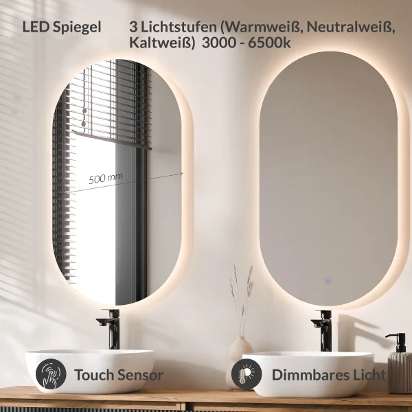 Meuble-lavabo double ARISA 160 cm, noir strié, avec 2 miroirs à LED et 2 vasques en céramique blanche de 42 cm