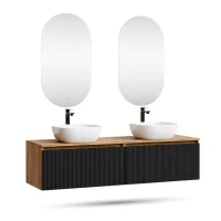 Mobile lavabo doppio ARISA da 160 cm in nero zigrinato...