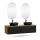 Meuble-lavabo double ARISA 160 cm, noir strié, avec 2 miroirs à LED et 2 vasques en céramique noires de 42 cm