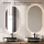 Meuble-lavabo double ARISA 160 cm, noir strié, avec 2 miroirs à LED et 2 vasques en céramique noires de 42 cm